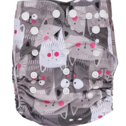 Babyco Reusable Cloth Nappy with 2 Microfibre Inserts Grey Cats Sale