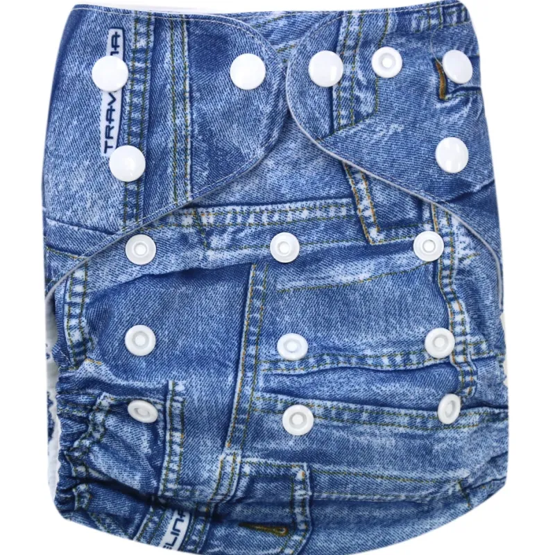 Babyco Reusable Cloth Nappy with 2 Microfibre Inserts Denim Discount