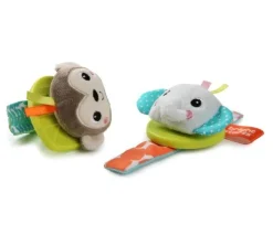 Bright Starts Rattle & Teethe Wrist Pals Toy  Monkey & Elephant Outlet