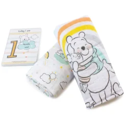 Winnie the Pooh Bubba Blue 2-Pack Muslin Wraps with 12-Pack Milestone Cards Best