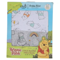 Winnie the Pooh Bubba Blue 2-Pack Jersey Bassinet Fitted Sheets Clearance