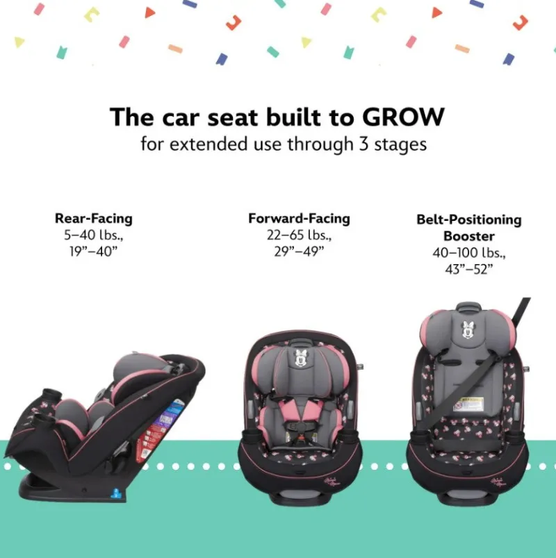 Disney Baby Grow and Go All-in-One Convertible Car Seat Minnie Charm Fashion