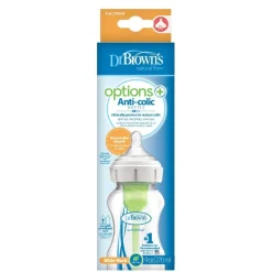 Dr Browns Dr Brown's Options+ Wide Neck Feeding Bottle with Level 1 Teat 270ml 1-Pack Hot
