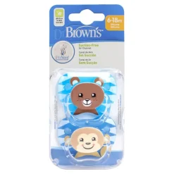 Dr Browns Dr Brown's Prevent Printed Shield Pacifier 2-Pack Boy 6-18m New