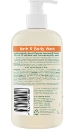 Gaia Natural Baby Bath & Body Wash 500ml New