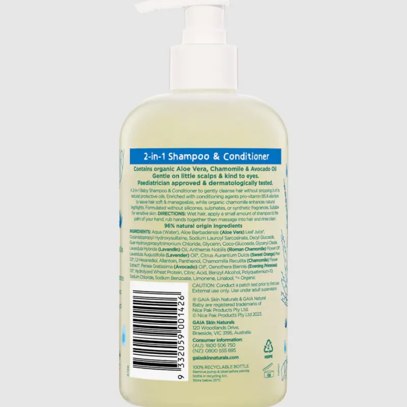 Gaia Natural Baby 2-in-1 Shampoo & Conditioner 500ml Discount
