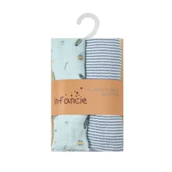 infancie 2-Pack Baby Muslin Blanket Blue Stripe/Green IT5234 Discount
