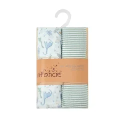 infancie 2-Pack Baby Muslin Blanket Green Stripe/Dino IT5235 Hot