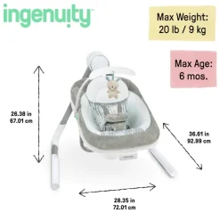 Ingenuity AnyWay Sway Dual-Direction Portable Swing Spruce New