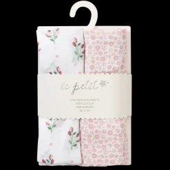 Le Petit 100% Cotton Muslin Blankets 2-Pack White/Pink M5503 Best