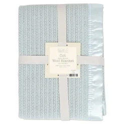 Lullaby Dreams 100% Pure Wool Cot Blanket Blue Discount
