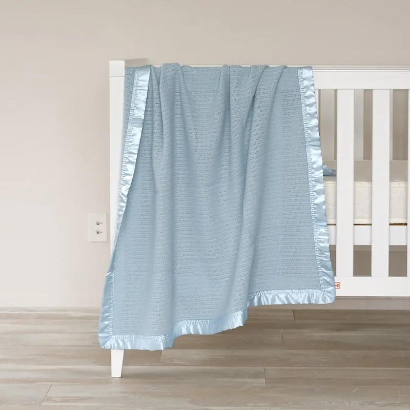 Lullaby Dreams 100% Pure Wool Cot Blanket Blue Discount