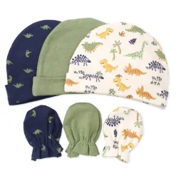 Lullaby Dreams Dino 3 Beanies & 3 Mittens Set Fashion