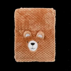 Lullaby Dreams Embroidered Waffle Blanket Brown Bear Hot
