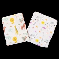 Lullaby Dreams 2-Pack Cot Fitted Sheets Wild Life New