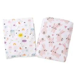 Lullaby Dreams 2-Pack Cot Fitted Sheets Pink Meadow Best