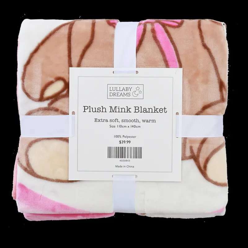 Lullaby Dreams Plush Mink Blanket Pink Hearts Discount