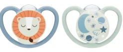 NUK Space Night Silicone Soother 2-Pack 0-6m - Assorted Colours Discount