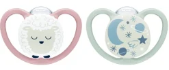 NUK Space Night Silicone Soother 2-Pack 0-6m - Assorted Colours Discount