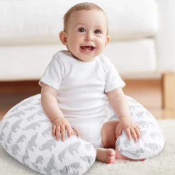 Peanutshell Grey Elephants Nursing Pillow New