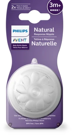 Philips Avent Natural Response Teat 3m+ Flow 4 2-Pack New