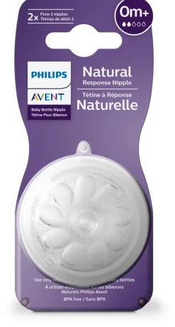 Philips Avent Natural Response Teat 0m+ Flow 2 2-Pack Outlet