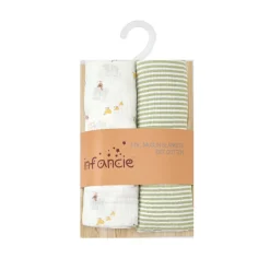 infancie t 2-Pack Baby Muslin Blanket Green Stripe/Farm IT5236 Best