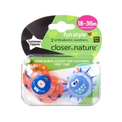 Tommee Tippee Closer To Nature Tommee Tippee Fun Style Soother 2-Pack 18-36m - Assorted Colours Discount