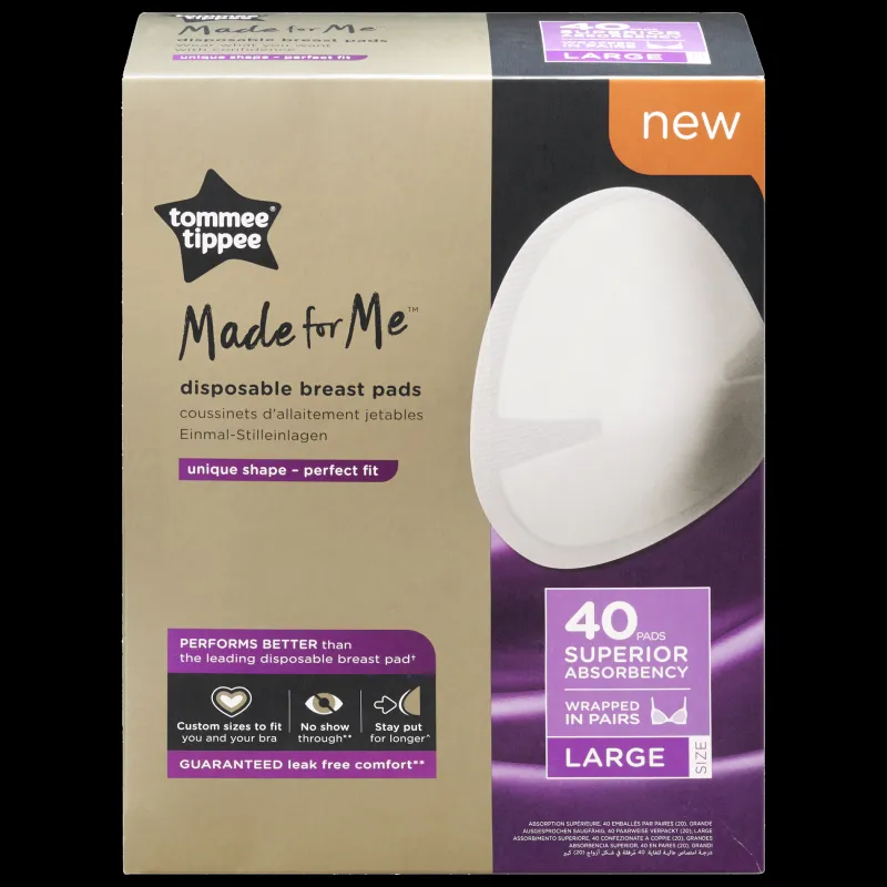 Tommee Tippee Closer To Nature Tommee Tippee Made For Me Disposable Breast Pads 40-Pack Large Clearance