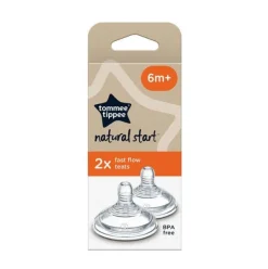 Tommee Tippee Closer To Nature Tommee Tippee Natural Start Fast Flow Teats 2-Pack 6m+ Sale