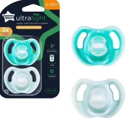 Tommee Tippee Closer To Nature Tommee Tippee UltraLight Silicone Soother 6-18m 2-Pack - Assorted Colours Discount